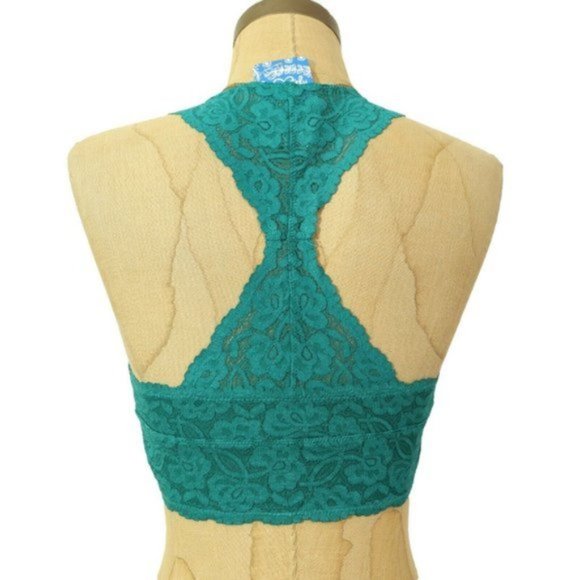 Free People Galloon Lace Racerback Bra M Green - Picture 3 of 10